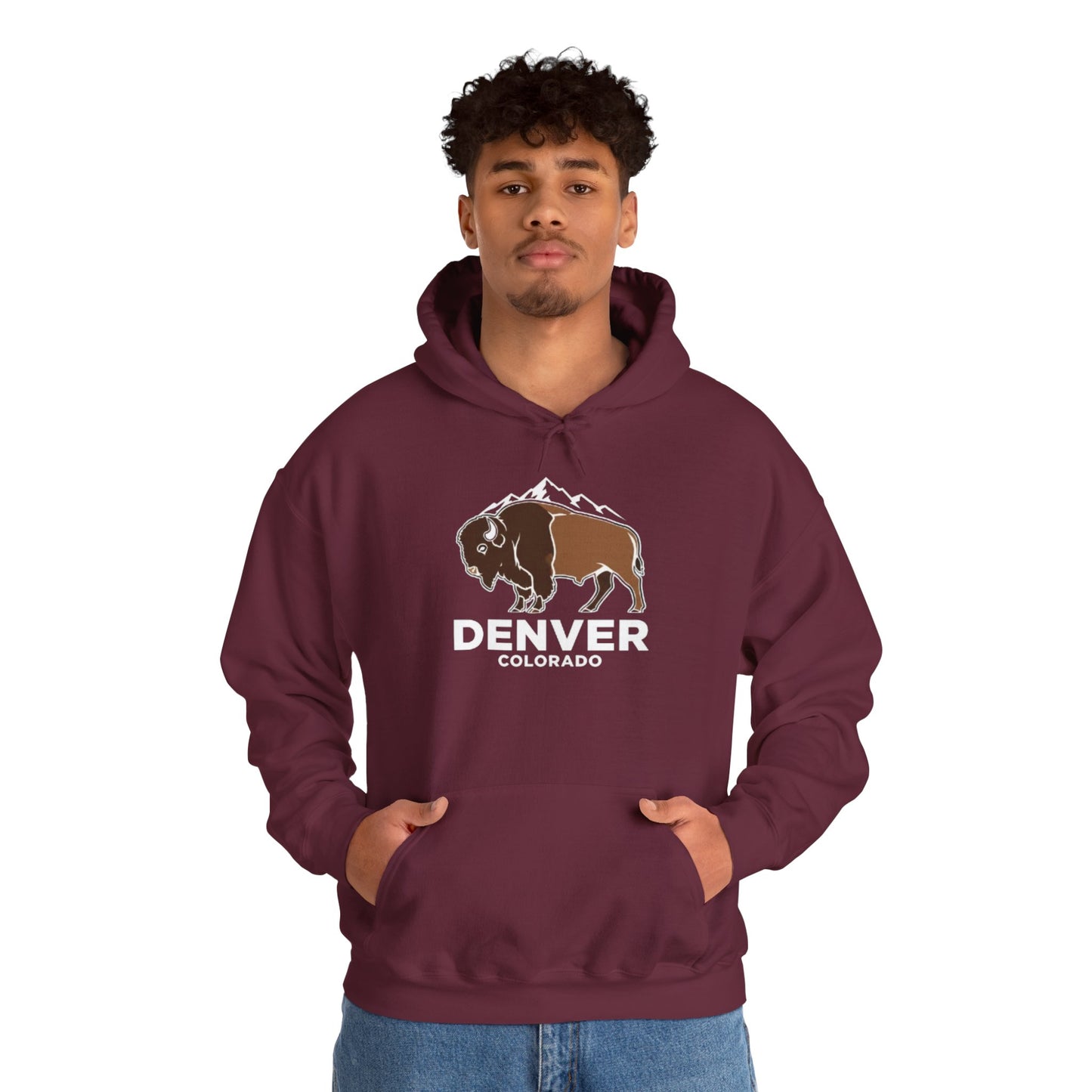 Denver Colorado Hoodie – Bison & Mountain Graphic Pullover