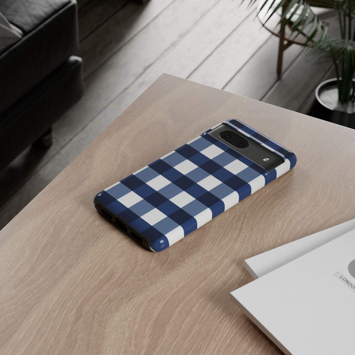 Étui de téléphone à carreaux bleu Buffalo - Coque à motif à carreaux classique pour iPhone, Samsung Galaxy et Google Pixel
