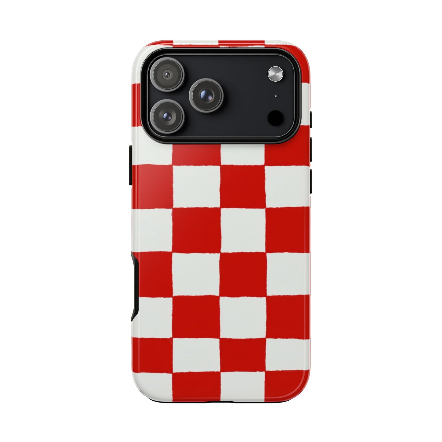Rot karierte robuste Handyhülle - Retro-Gittermuster-Cover für iPhone, Samsung Galaxy & Google Pixel