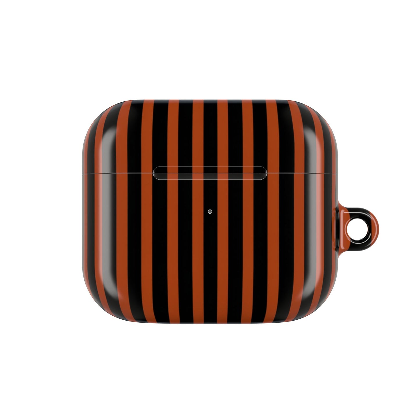 Gestreifte orange-schwarze AirPod-Hülle – Schutzhülle im Halloween-Stil