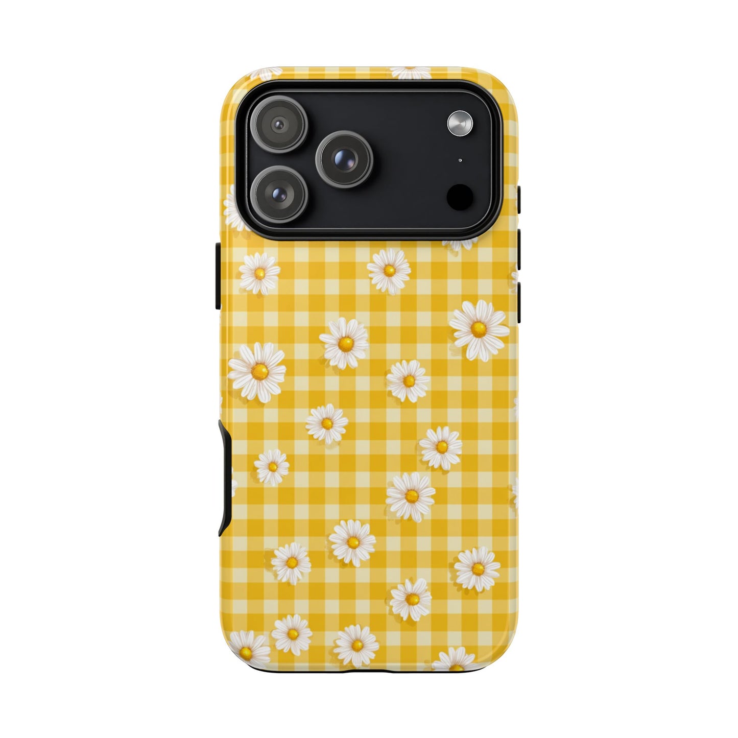 Daisy Gingham Robuste Handyhülle – Gelb geblümte Cottagecore-Schutzhülle für iPhone, Samsung Galaxy & Google Pixel
