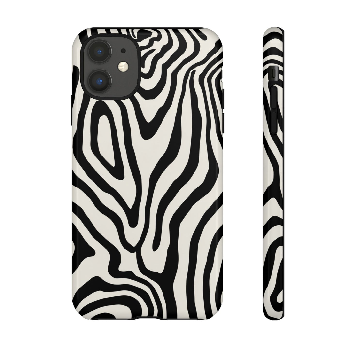 Statement zebra phone case - psychedelic black and white swirls with wireless charging support
