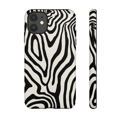Statement zebra phone case - psychedelic black and white swirls with wireless charging support
