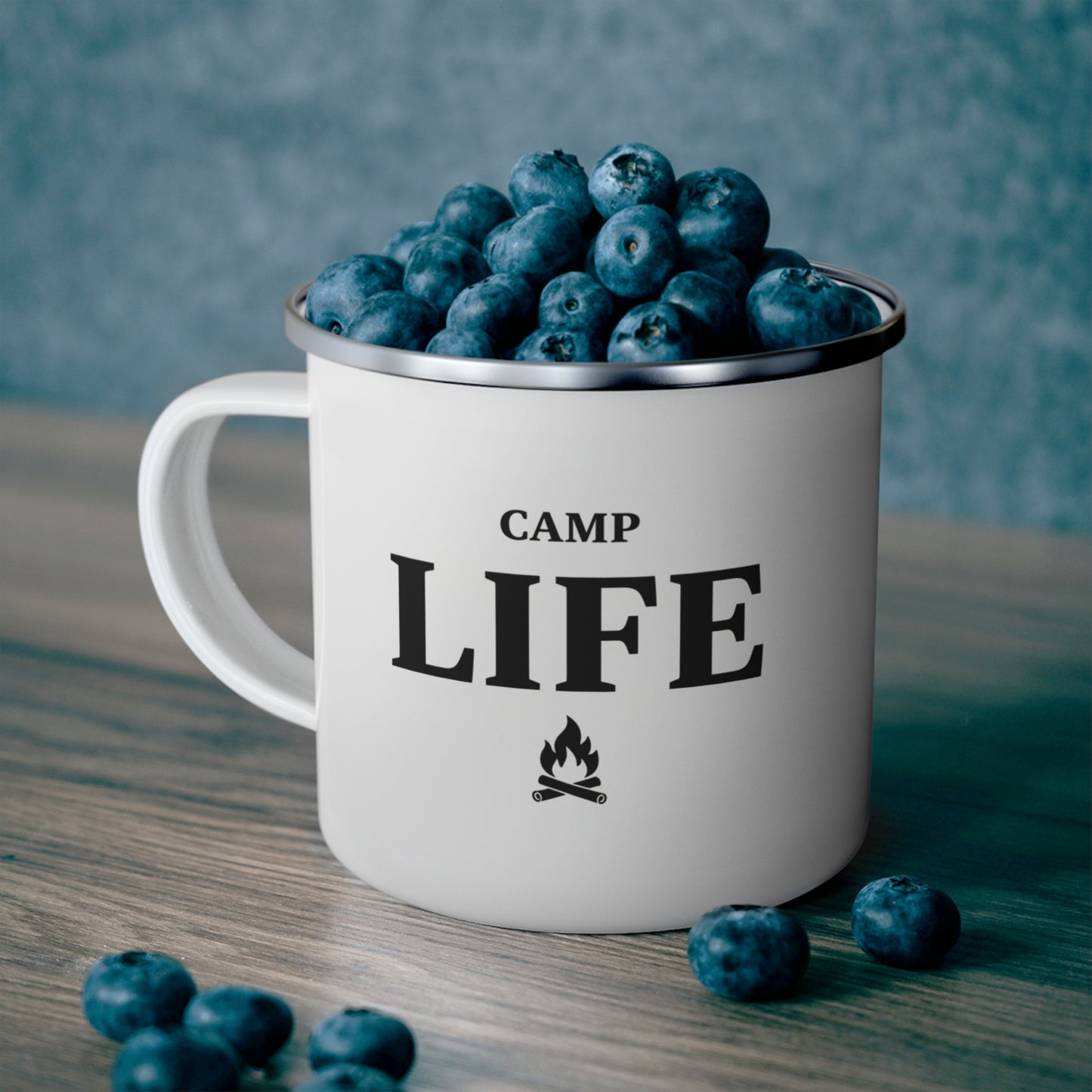 Emaille-Campingtasse „Camp Life“ – Retro-Lagerfeuer-Kaffeetasse für draußen