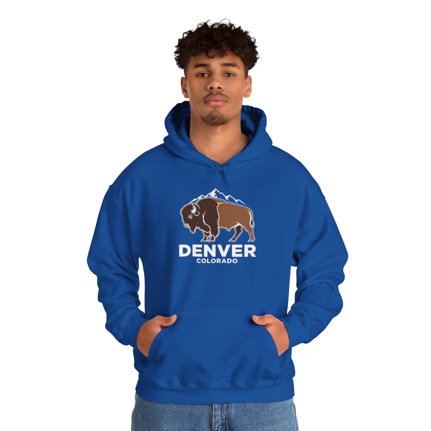 Denver Colorado Hoodie – Bison & Mountain Graphic Pullover