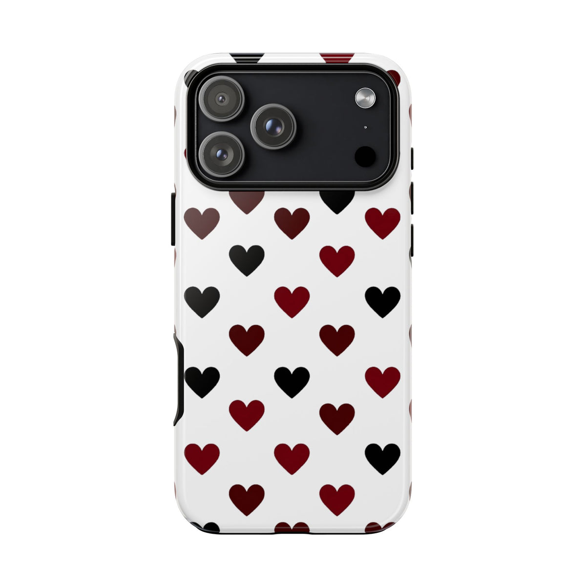 Coque de téléphone résistante à motif cœurs - Coque de protection avec cœurs rouges et noirs pour iPhone, Samsung Galaxy et Google Pixel