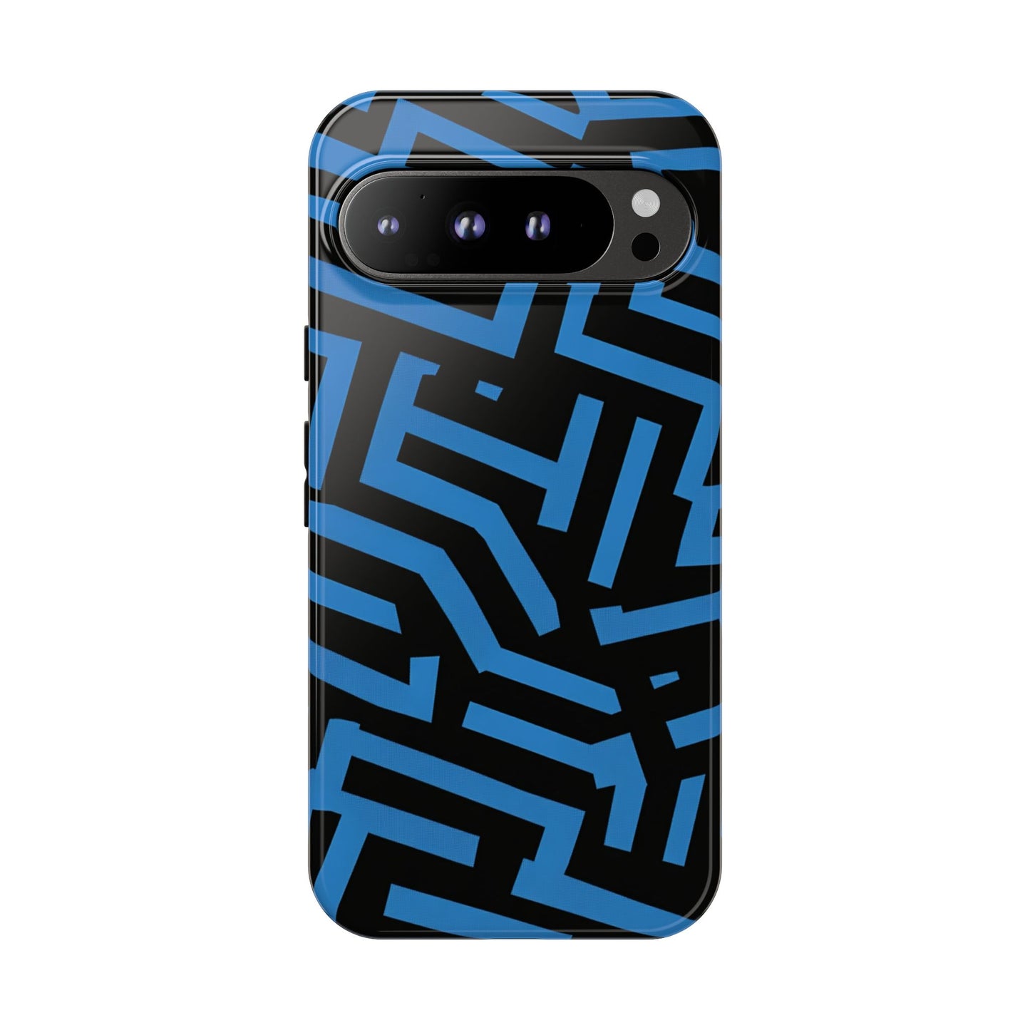 Blue Maze Robuste Handyhülle – Schutzhülle mit geometrischem Kobaltmuster für iPhone, Samsung Galaxy & Google Pixel