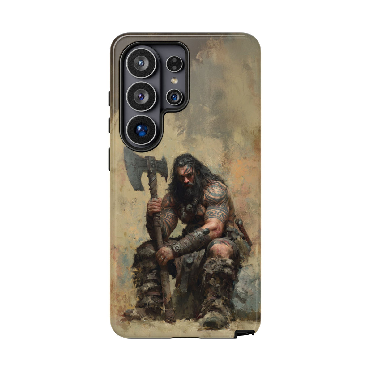 Wikinger Axt Krieger Handyhülle – Robuste nordische Fantasy Schlacht-abgenutzte Dual-Layer Schutzhülle für iPhone, Samsung Galaxy & Google Pixel