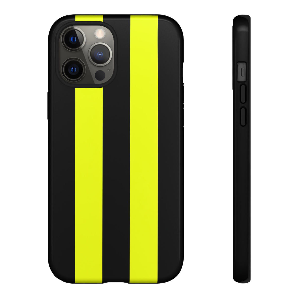 Coque de téléphone résistante à rayures de course jaunes et noires - Motif voiture de course automobile pour iPhone, Samsung Galaxy et Google Pixel