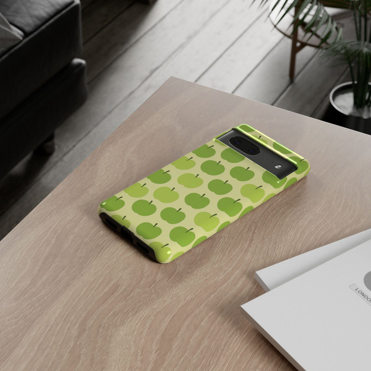 Green Apple Pattern Tough Phone Case — Cute Fruit Design for iPhone, Samsung Galaxy & Google Pixel