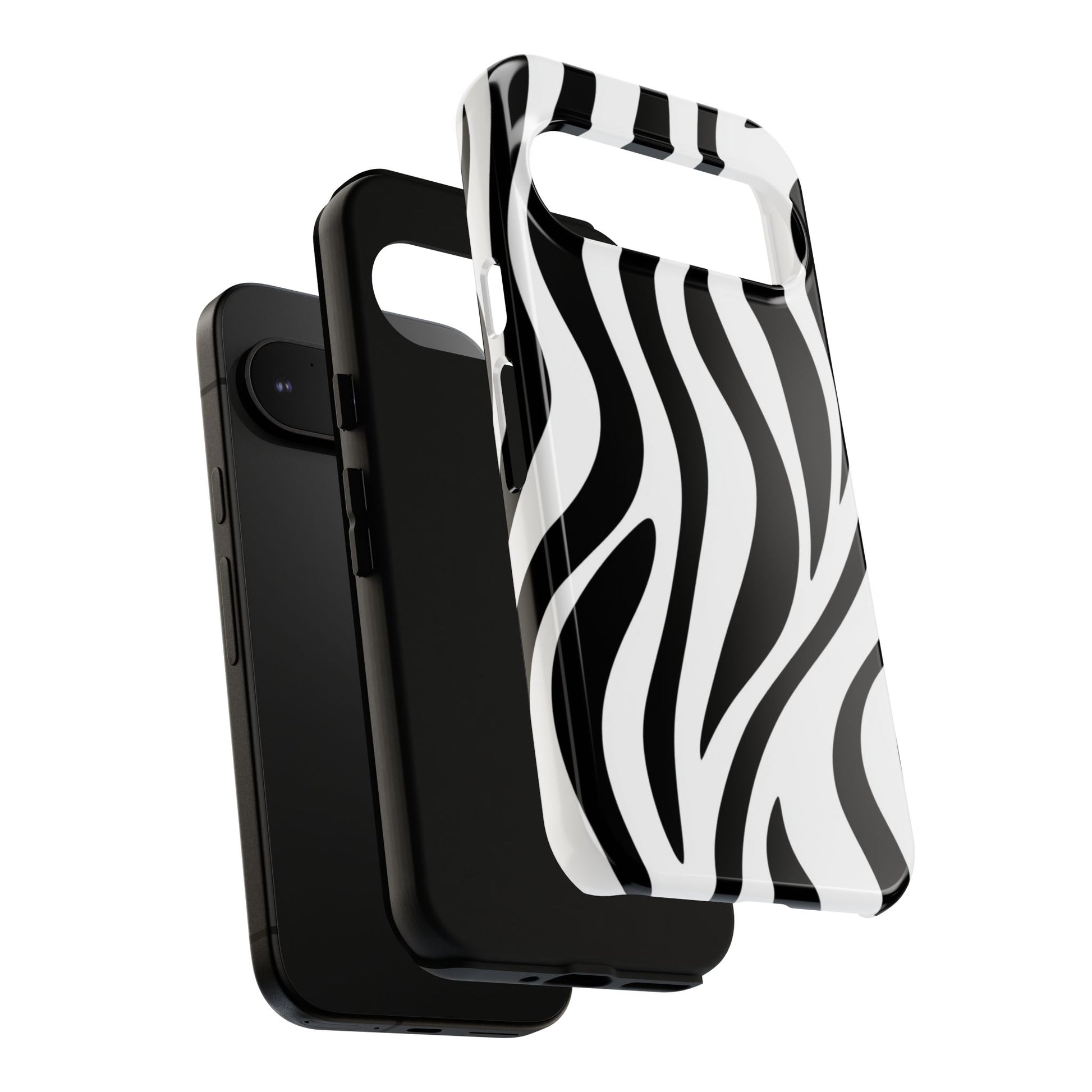 Zebra print phone case with bold black and white animal pattern - Premium dual-layer protection for iPhone, Samsung Galaxy & Google Pixel
