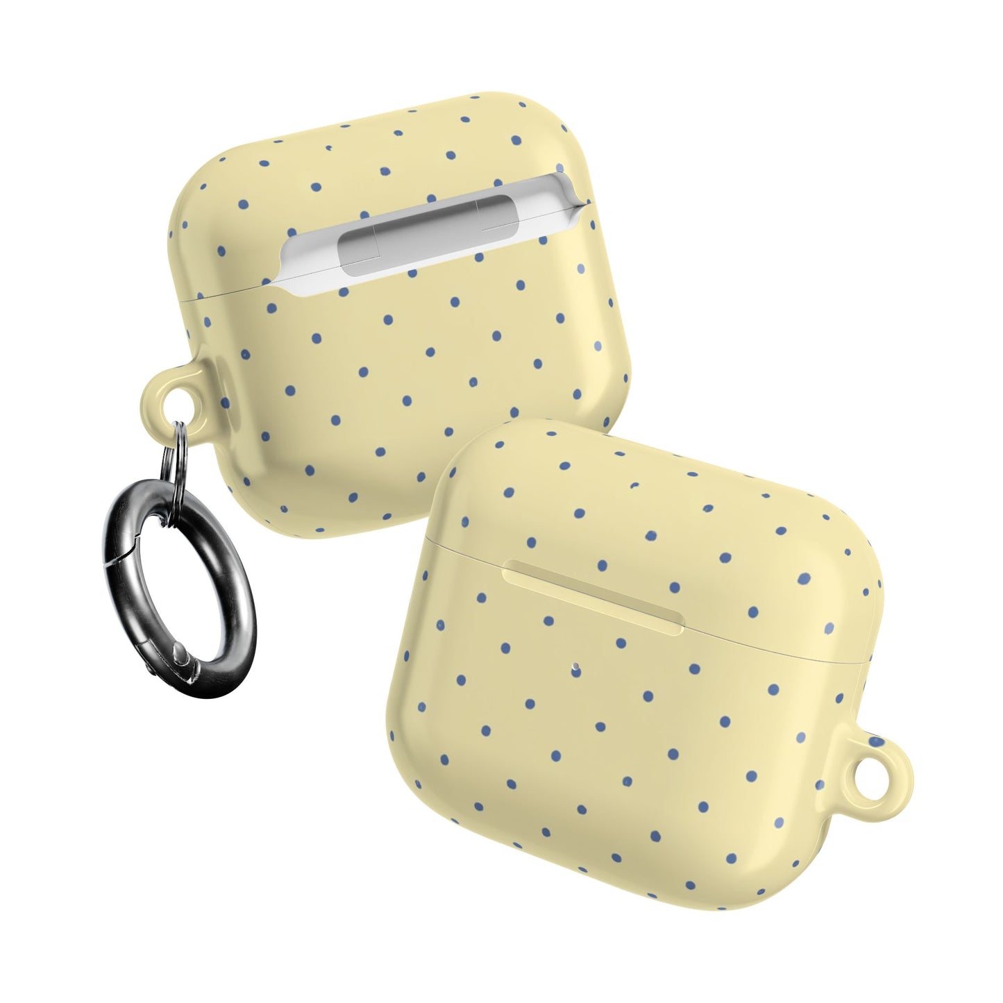 Butter yellow AirPods case Gen 3 – navy polka dot full-wrap dye sublimation print cover
