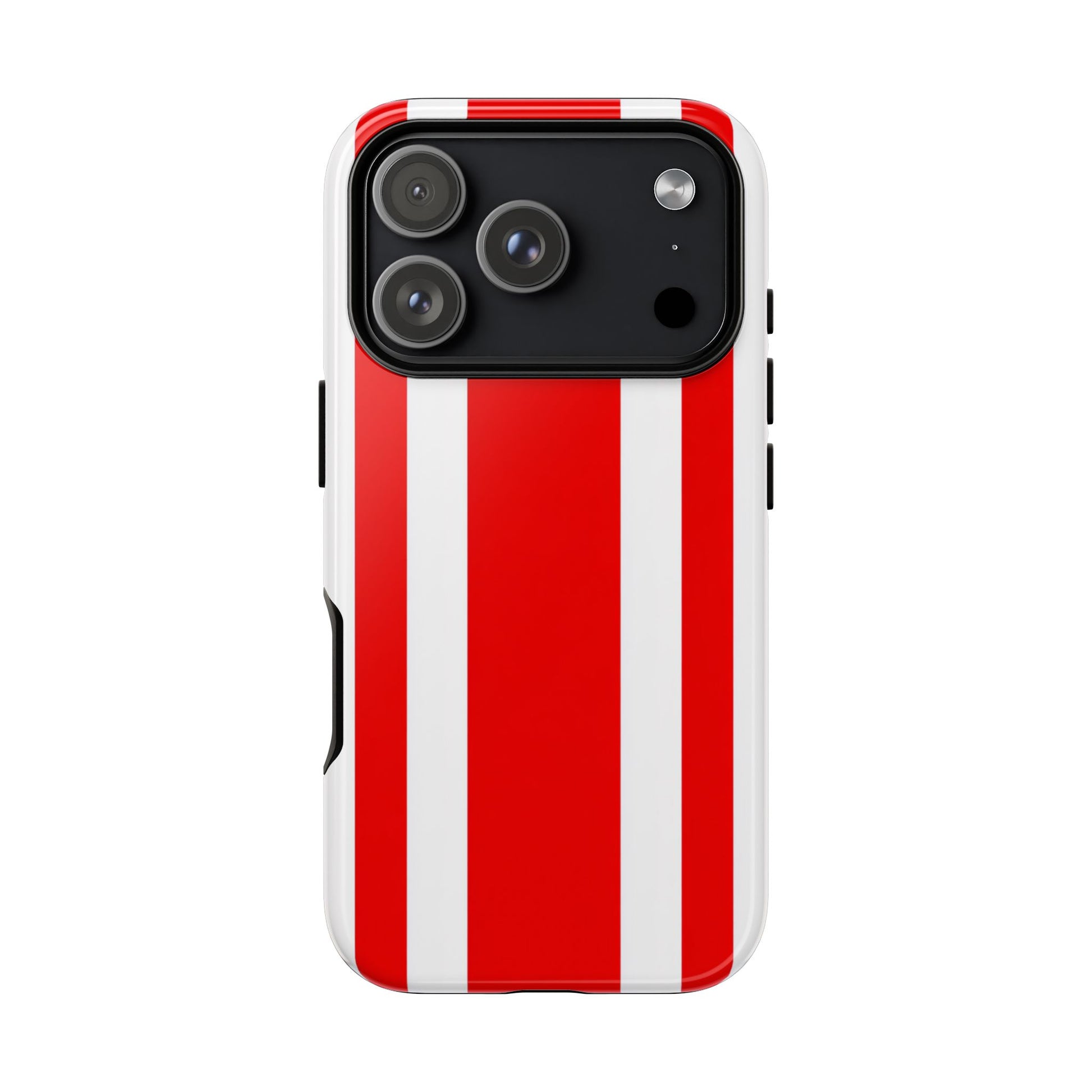 Red and white racing stripes pattern phone case compatible with iPhone 17 16 15 14 Samsung Galaxy Google Pixel
