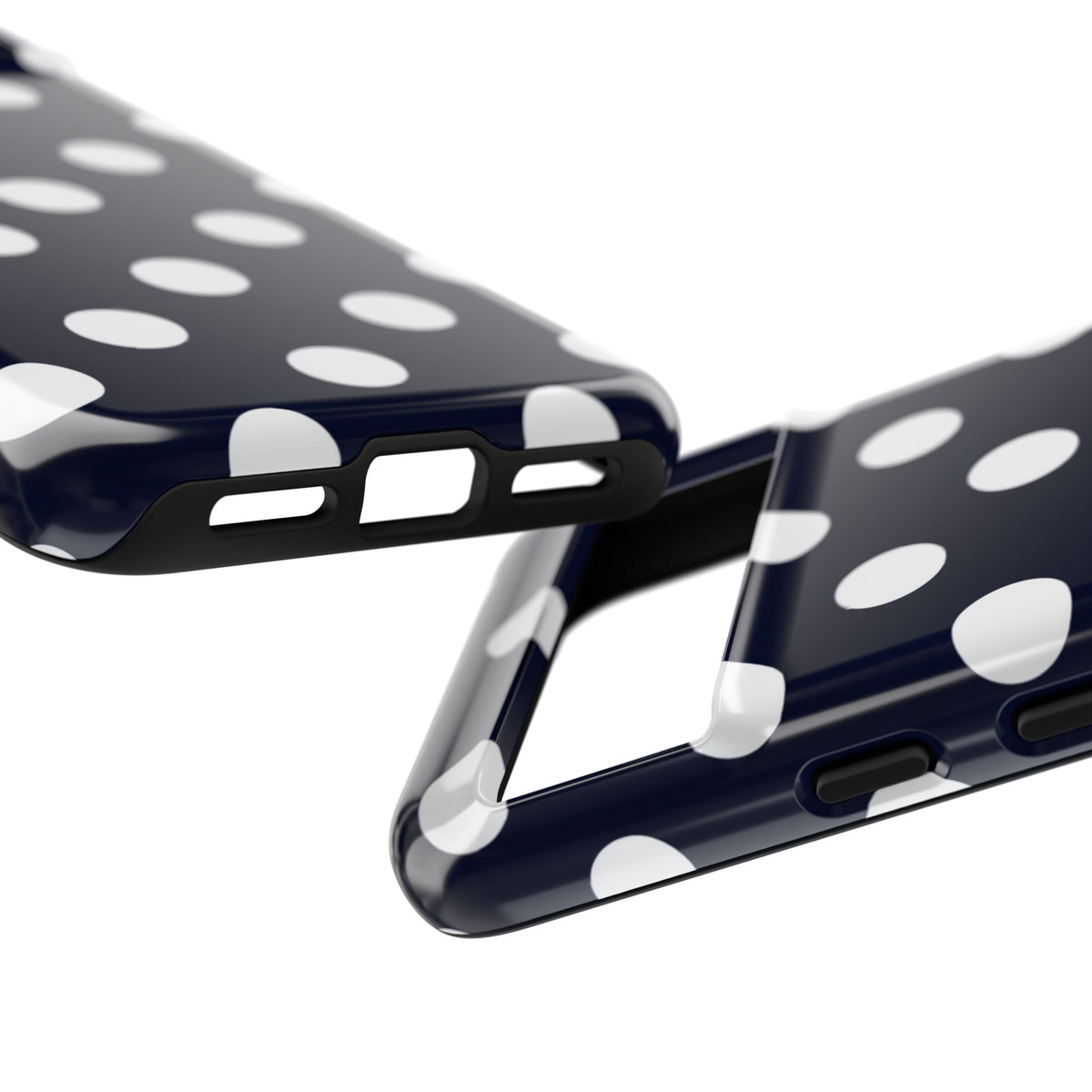 Robuste Marineblaue Polka-Dot Handyhülle – Klassische Schutzhülle mit weißen Punkten für iPhone, Samsung Galaxy & Google Pixel