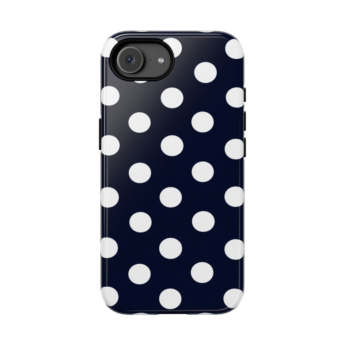 Robuste Marineblaue Polka-Dot Handyhülle – Klassische Schutzhülle mit weißen Punkten für iPhone, Samsung Galaxy & Google Pixel