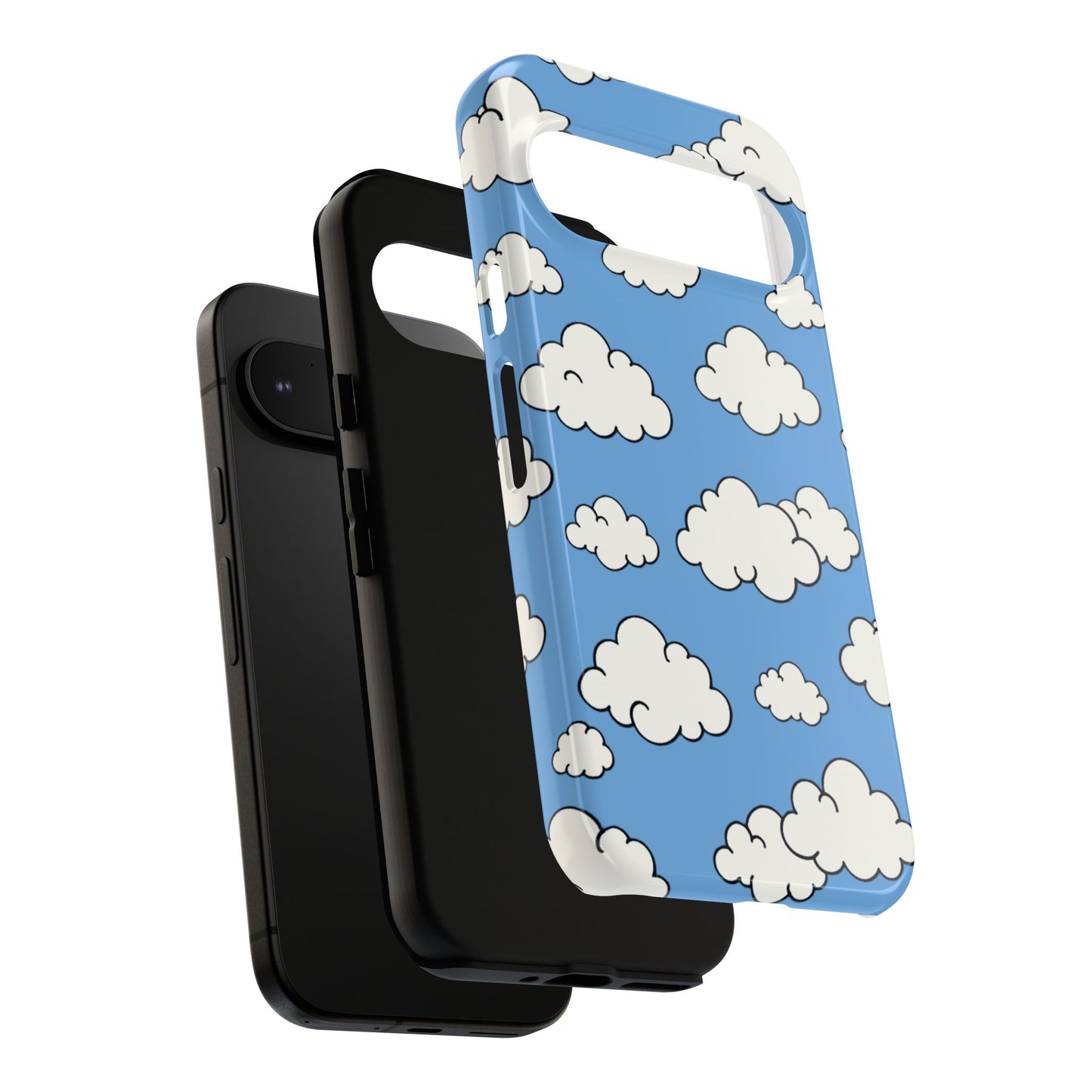 Dreamy cloud pattern phone case with UV-protected print and slim profile design
