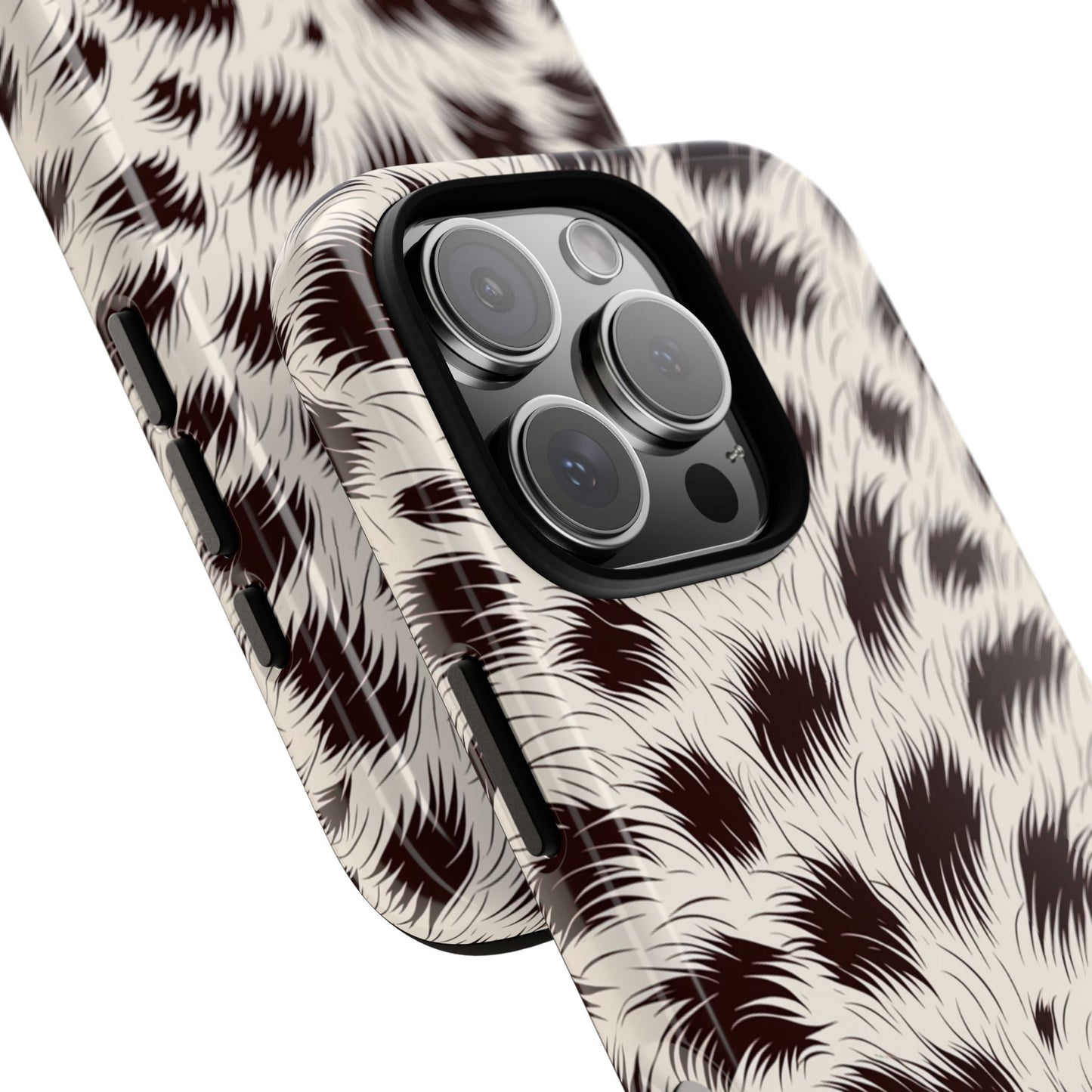 Animal print phone case with textured leopard pattern - UV-resistant quality
