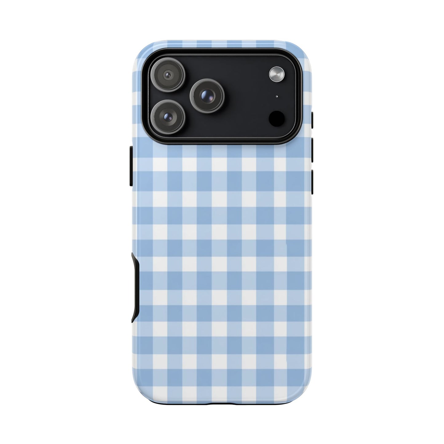 Robuste Handyhülle aus blauem Gingham-Stoff – Kariertes Muster für iPhone, Samsung Galaxy & Google Pixel