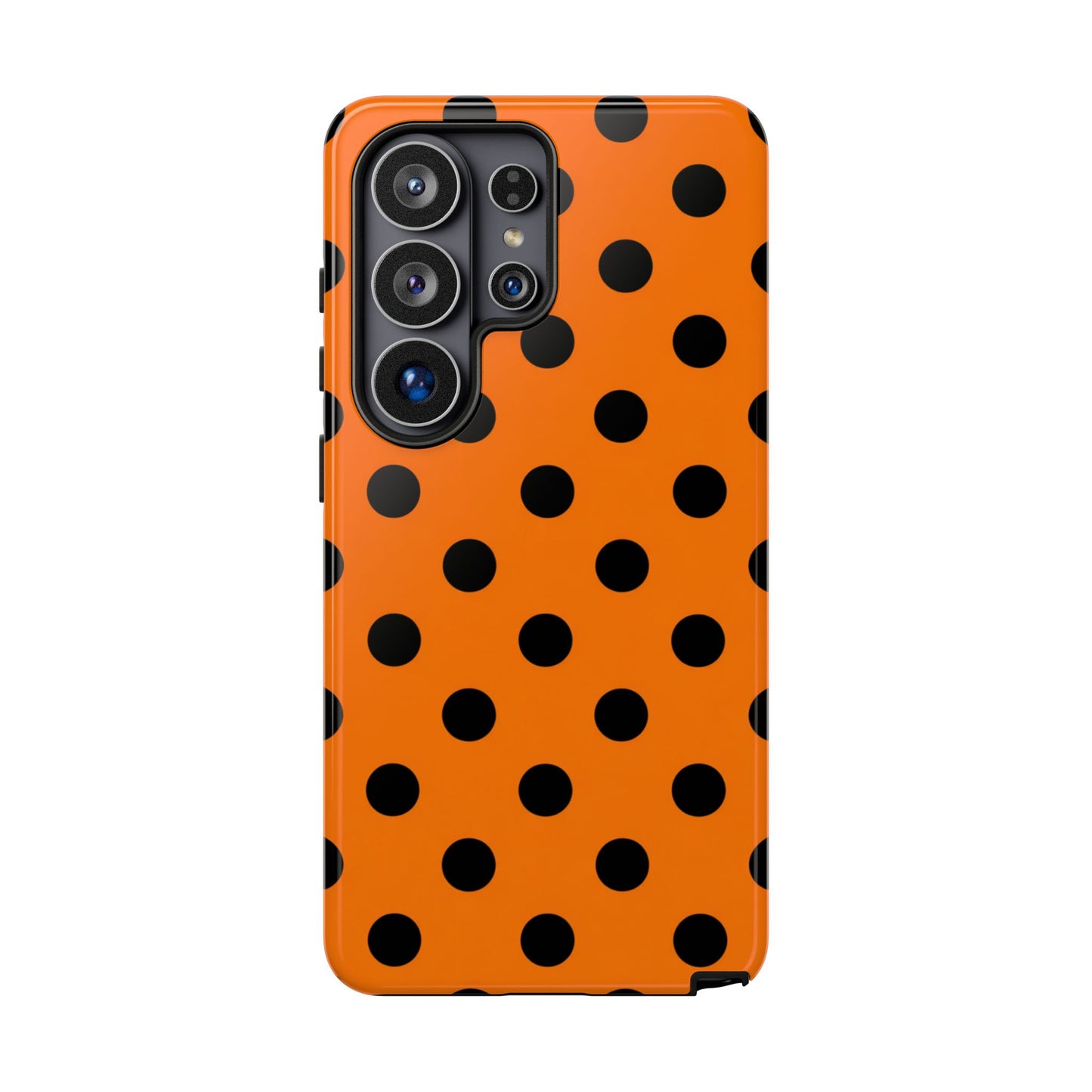 Orange Polka Dot Tough Phone Case - Dual-Layer Protection for All Phones
