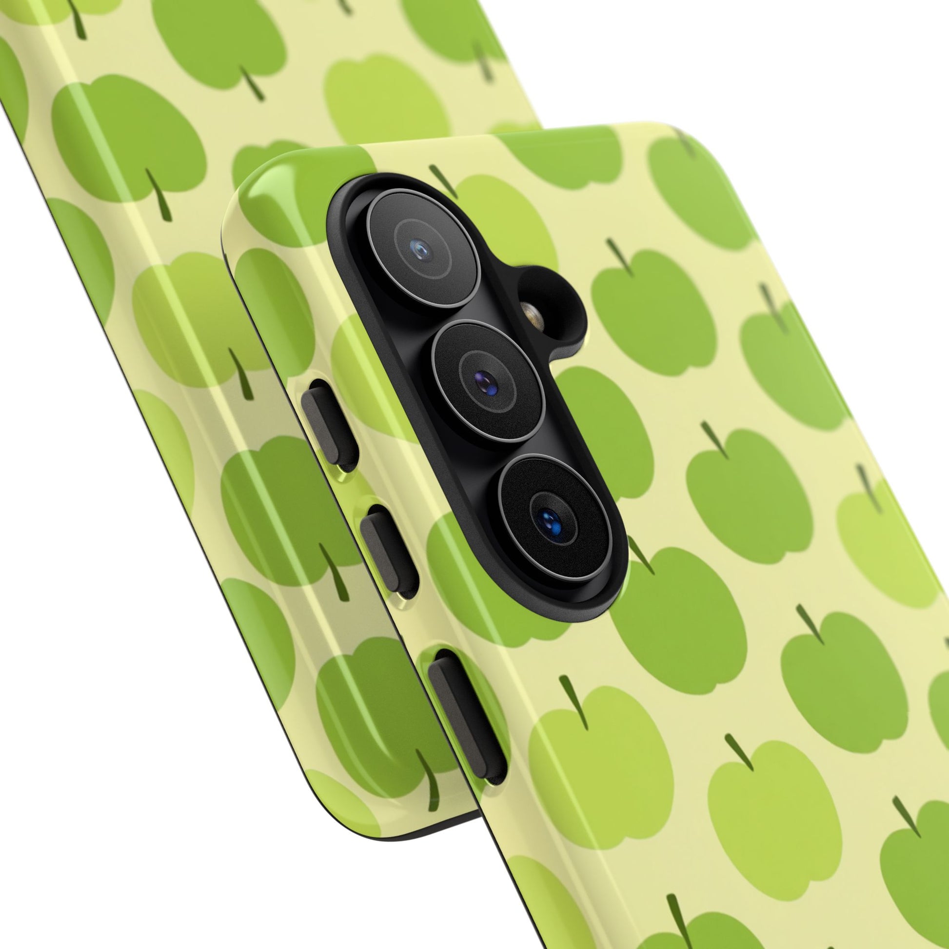Green apple pattern phone case for Samsung Galaxy S26 – cute fruit design UV print protective cover
