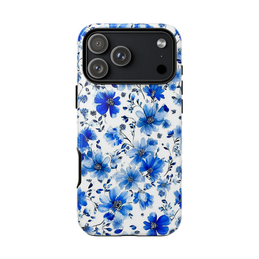 Blaue Aquarell Blumen Robuste Handyhülle – Schlanke Schutzhülle für iPhone, Samsung Galaxy & Google Pixel
