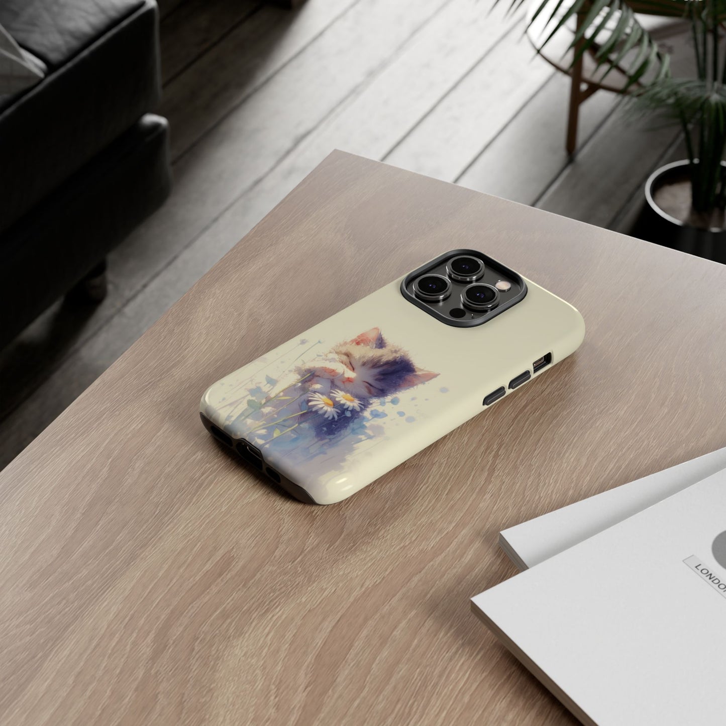 Niedliche Kätzchen Robuste Handyhülle - Aquarell Gänseblümchen Blumen Garten Schutzhülle für iPhone, Samsung Galaxy & Google Pixel