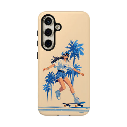 Retro skateboard tough phone case - Dreamy palm tree design with full-wrap artwork and impact resistance
