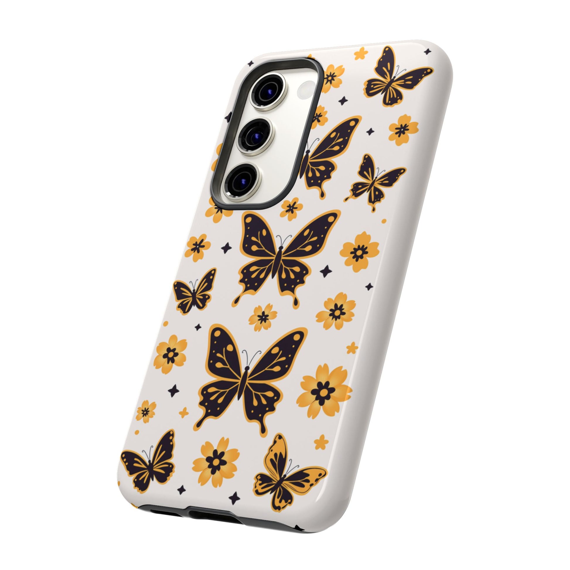 Spring gift phone case with butterfly pattern - Dual-layer protection for iPhone and Samsung Galaxy with everyday durability
