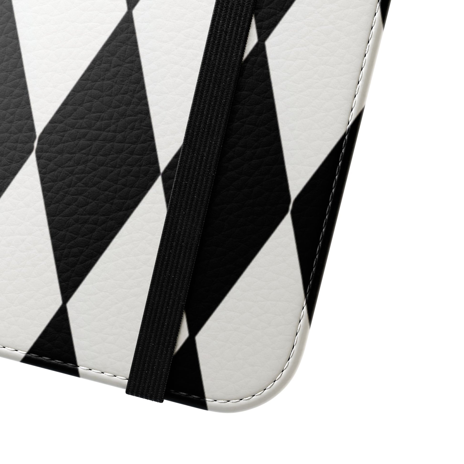 Black and white harlequin diamond flip case - classic black white diamond design
