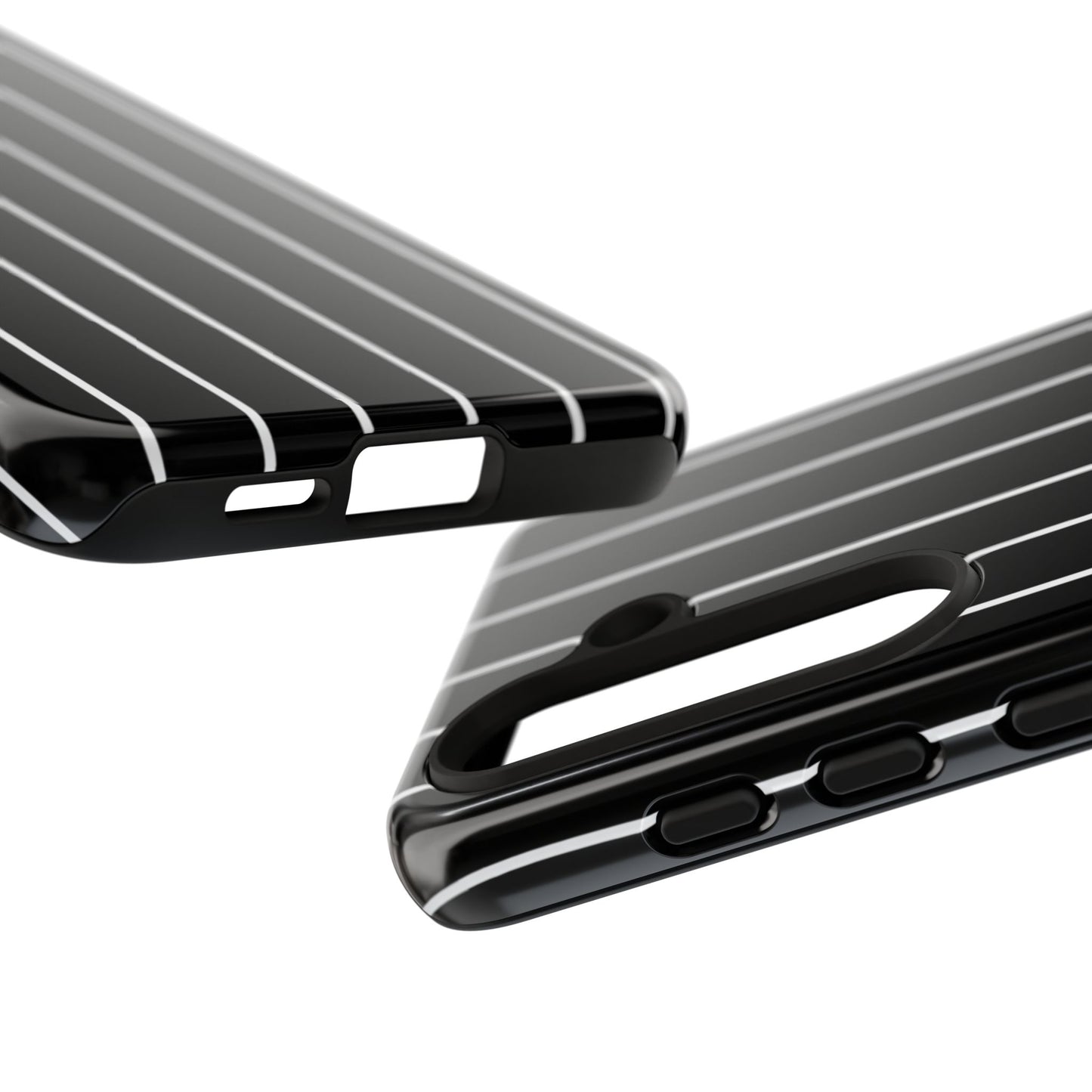 Slim black pinstripe protective iPhone case – fade-resistant stripe print dual-layer TPU cover
