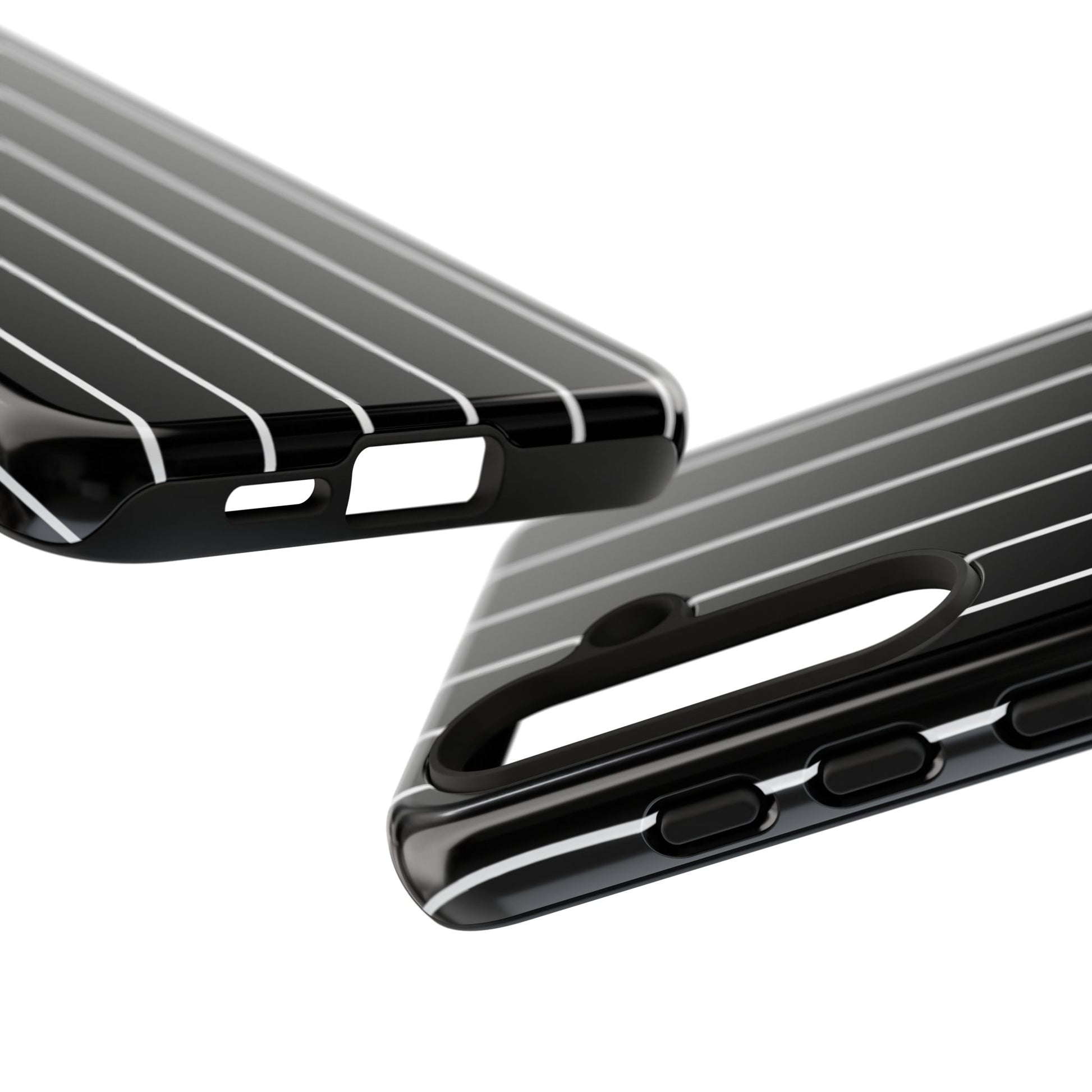 Slim black pinstripe protective iPhone case – fade-resistant stripe print dual-layer TPU cover

