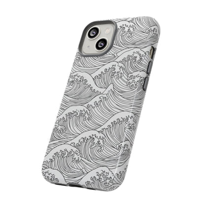 Hokusai wave phone case with gray and white ocean pattern
