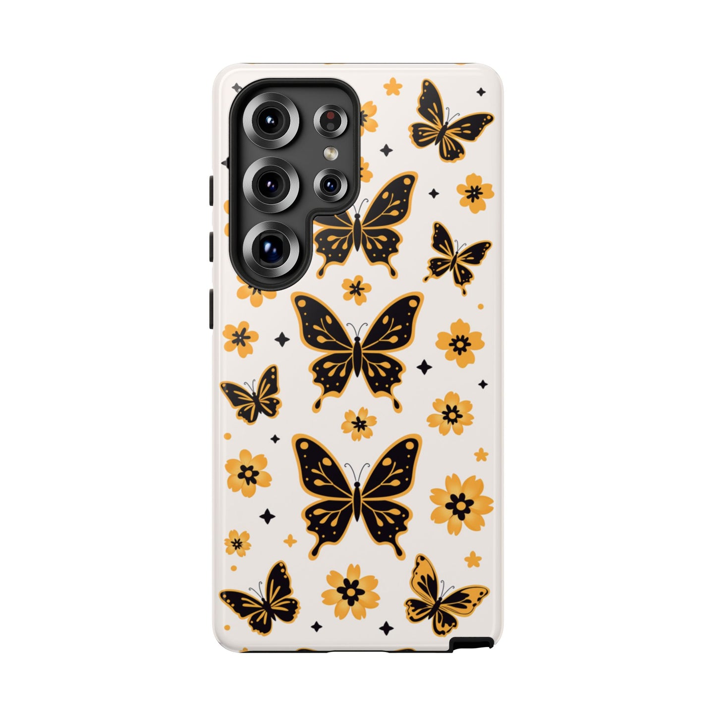 Blumen Schmetterling Robuste Handyhülle – Gelb-Schwarze Schmetterlinge Design Schutzhülle für iPhone, Samsung Galaxy & Google Pixel