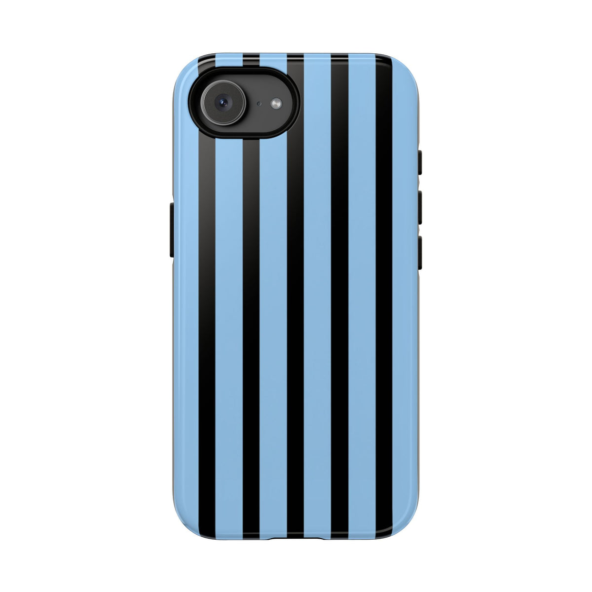 Coque de téléphone résistante à rayures verticales bleues et noires | Protection fine double couche