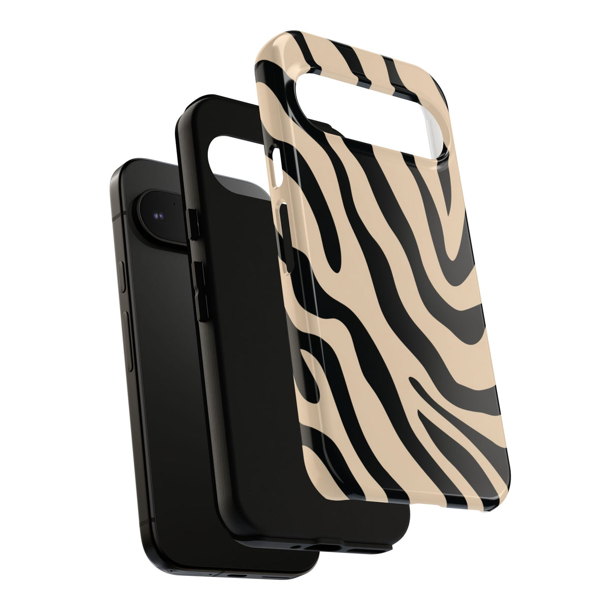 Robuste Zebra-Streifen Handyhülle - Beige & Schwarz Animal Print Schutzhülle für iPhone, Samsung Galaxy & Google Pixel