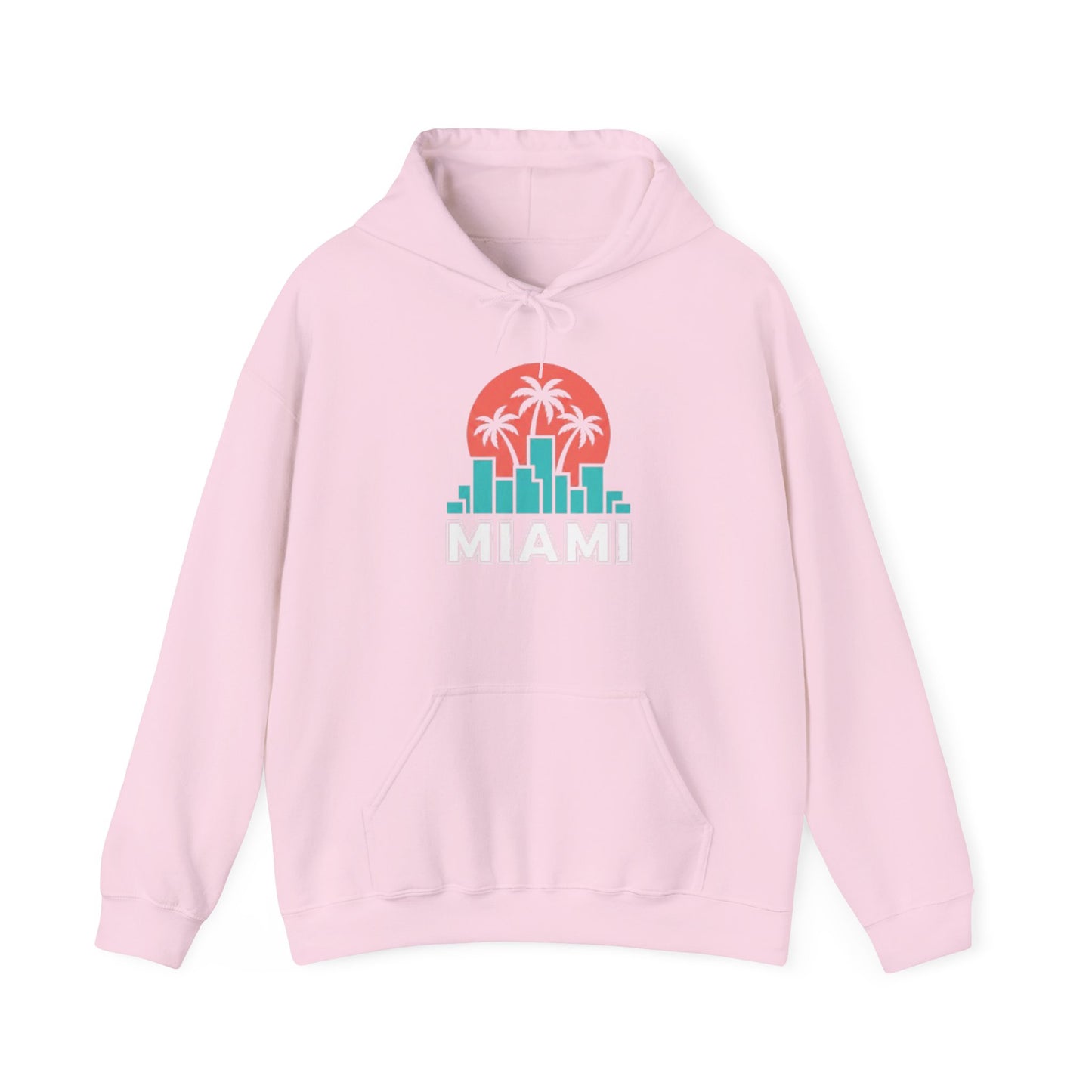 Miami Sunset Hoodie – Palm Tree & City Skyline Graphic Pullover