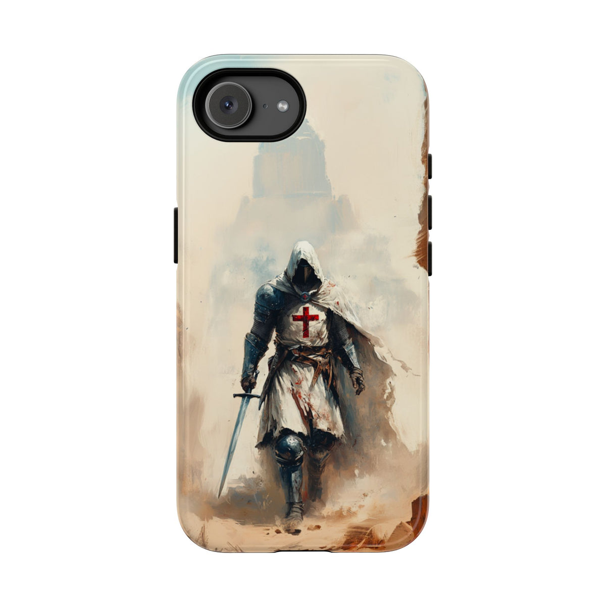 Coque de téléphone Croisé médiéval - Chevalier avec épée, coque de protection robuste pour iPhone, Samsung Galaxy et Google Pixel