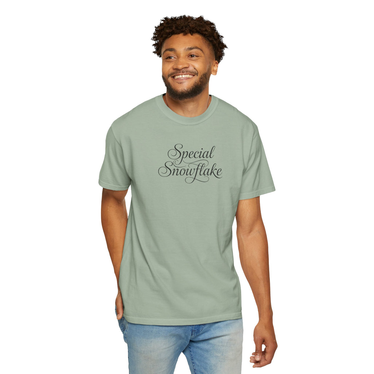Special Snowflake T-Shirt – Kleidungsstückgefärbtes T-Shirt mit Schriftzug-Grafik