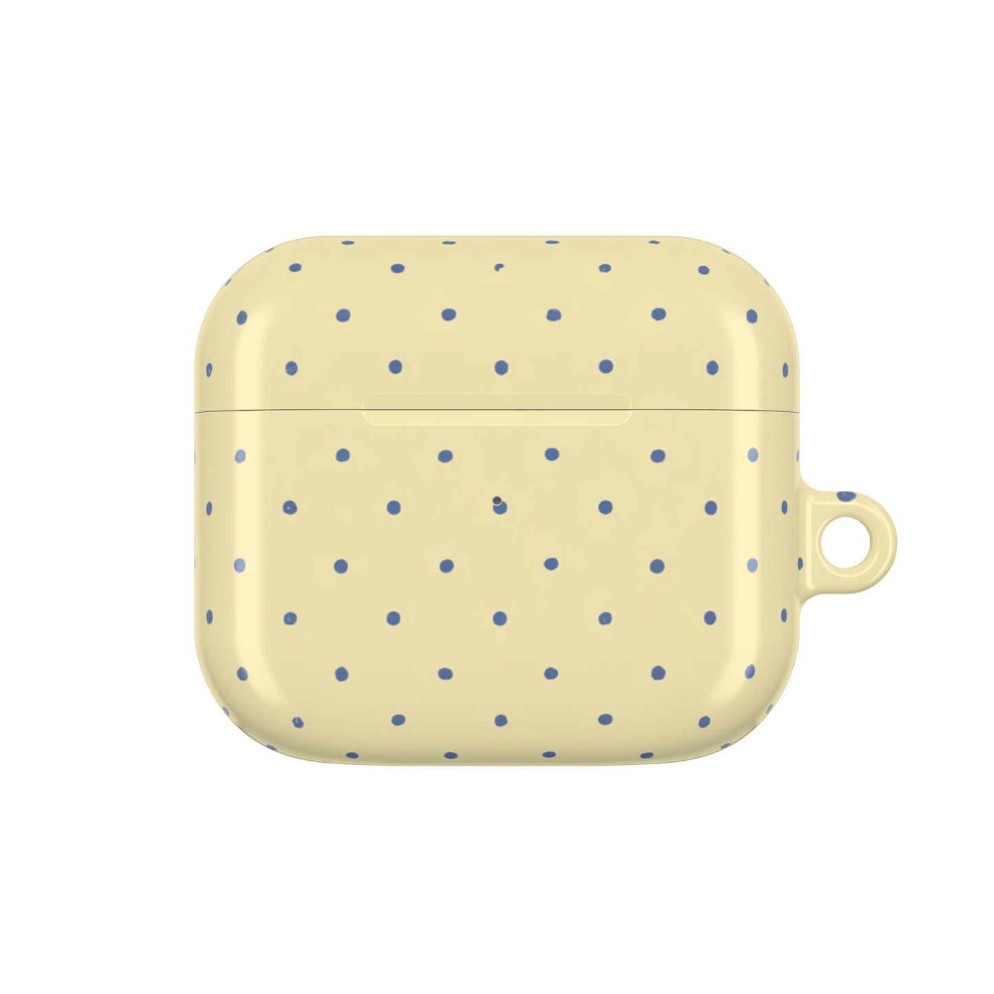 Navy dots on yellow AirPods Gen 3 case – scratch-resistant full-wrap print Qi compatible cover
