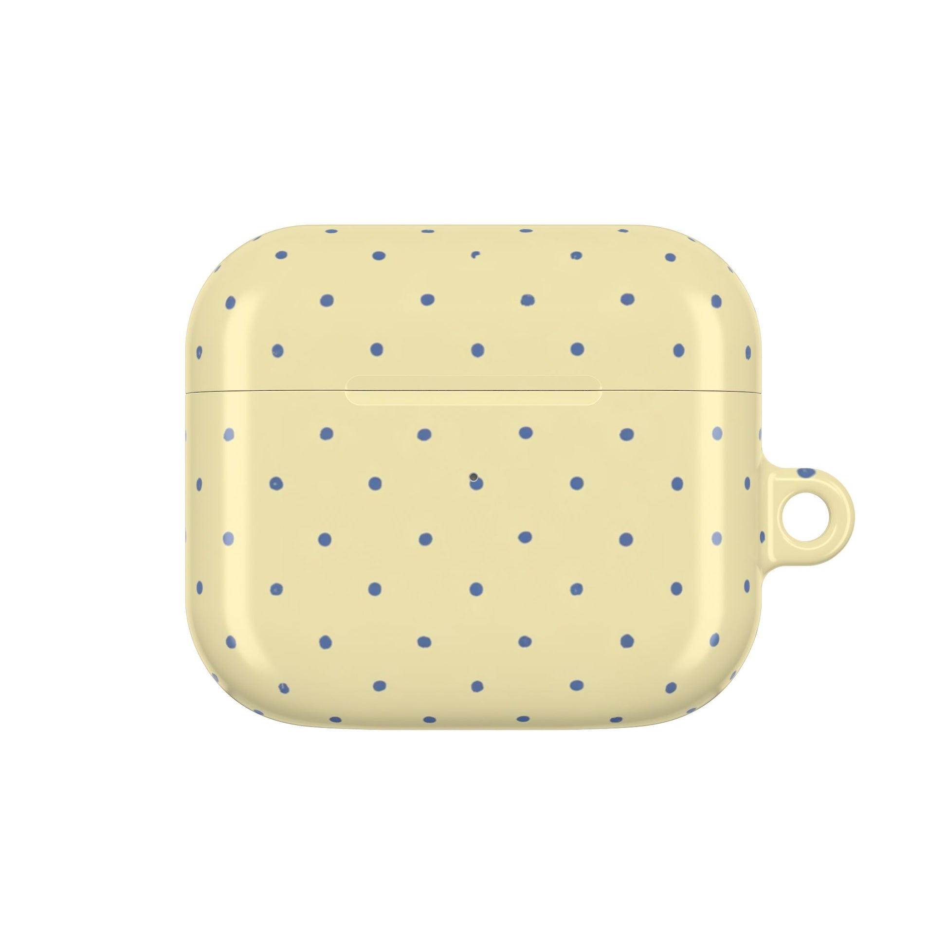 Navy dots on yellow AirPods Gen 3 case – scratch-resistant full-wrap print Qi compatible cover
