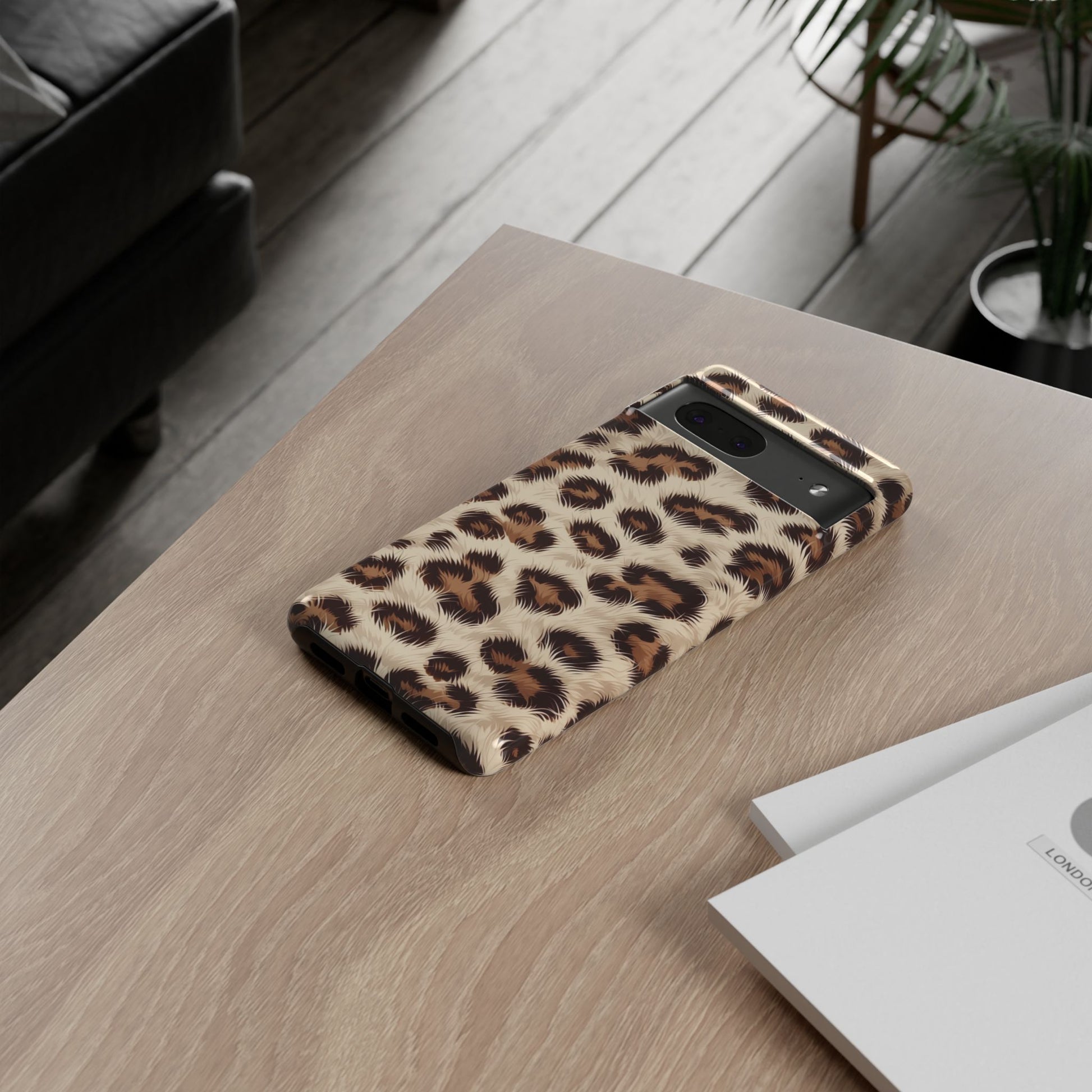 Leopard print tough phone case - premium quality protective cover
