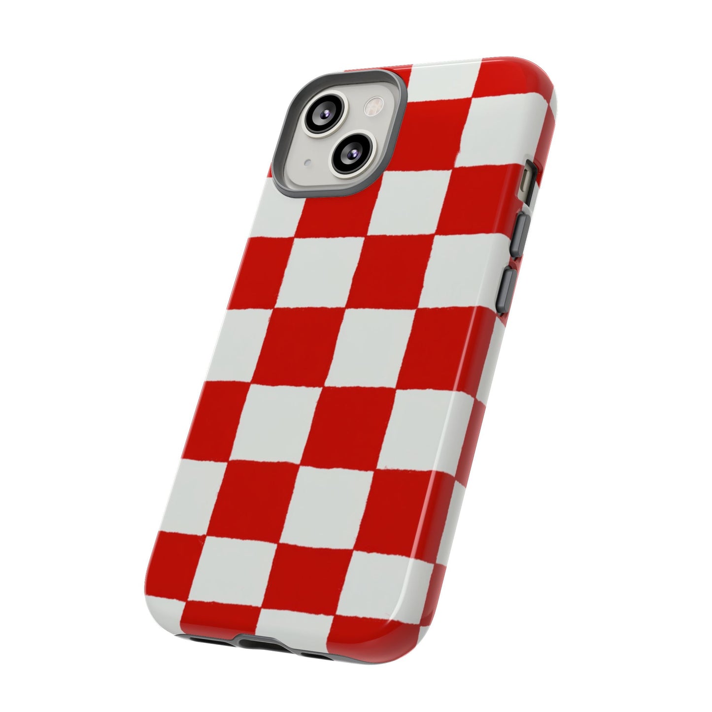 Rot karierte robuste Handyhülle - Retro-Gittermuster-Cover für iPhone, Samsung Galaxy & Google Pixel