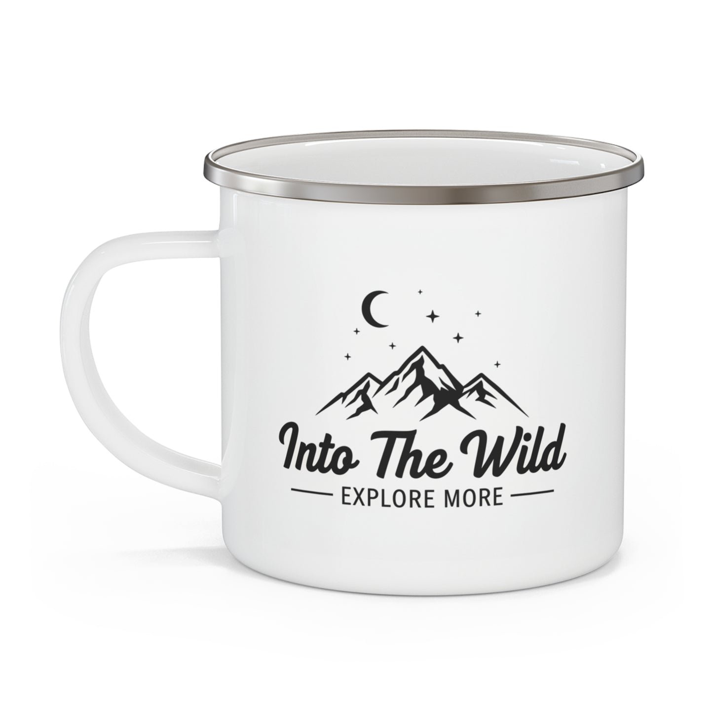 Into The Wild Emaille Campingbecher — Berg Lagerfeuer Reisebecher
