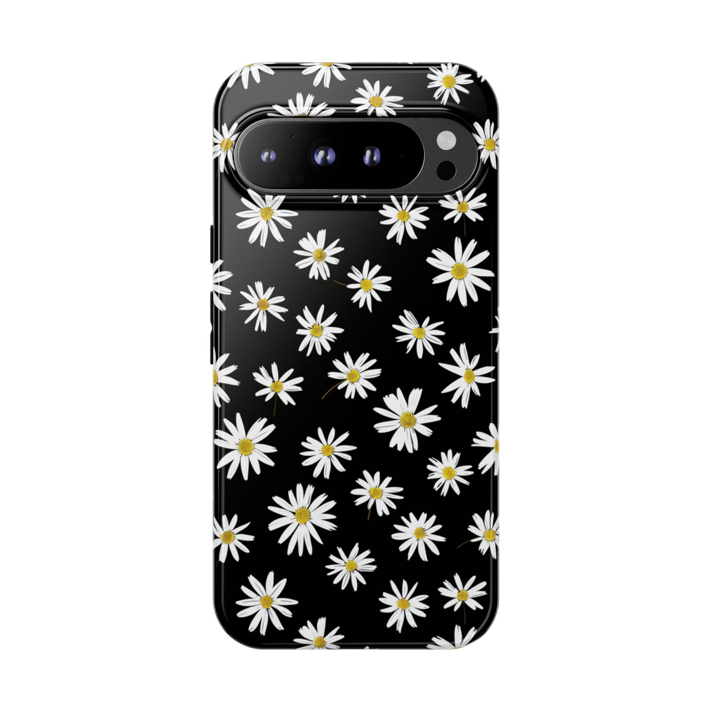 Handyhülle mit Gänseblümchenmuster – schwarze florale Schutzhülle für iPhone, Samsung Galaxy & Google Pixel