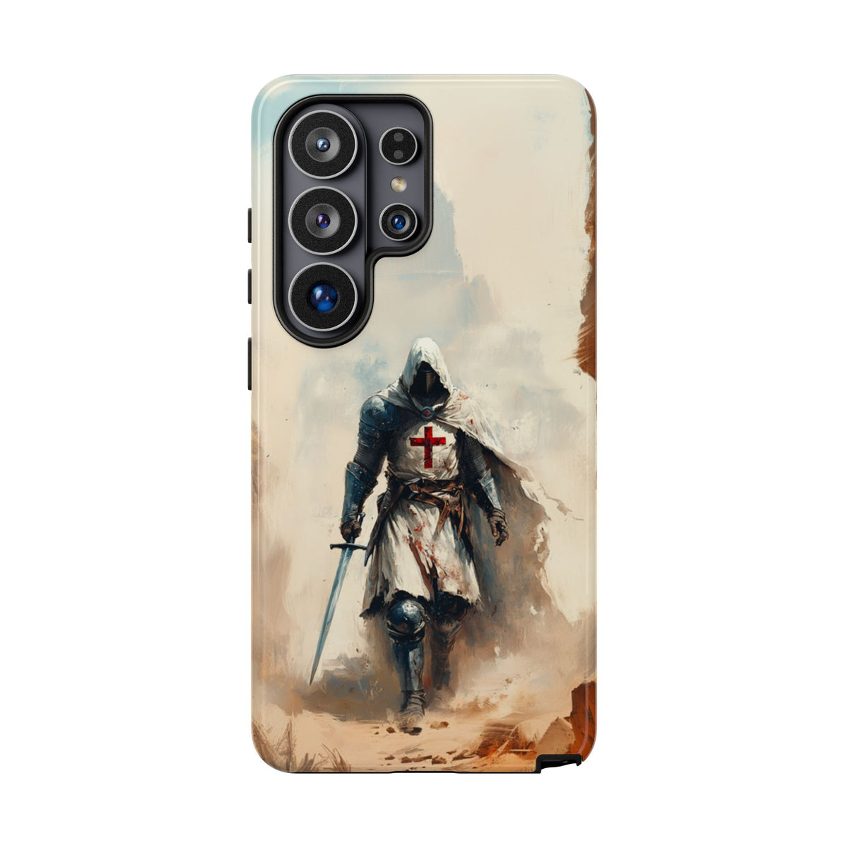 Coque de téléphone Croisé médiéval - Chevalier avec épée, coque de protection robuste pour iPhone, Samsung Galaxy et Google Pixel