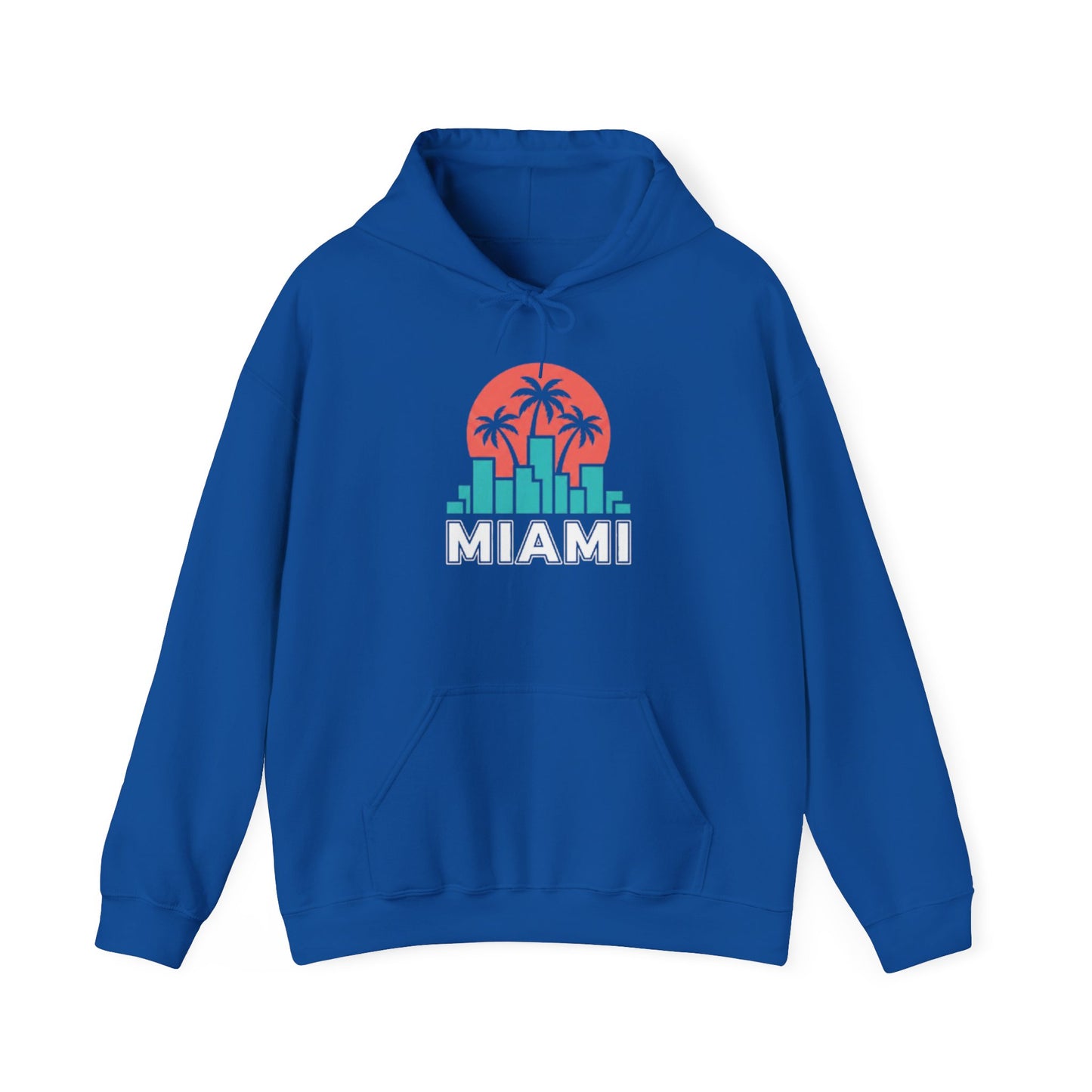 Miami Sunset Hoodie – Palm Tree & City Skyline Graphic Pullover