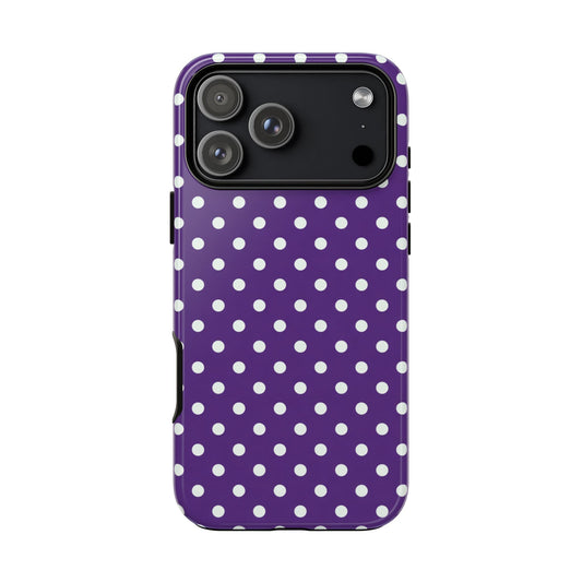 Lila Tupfen Robuste Handyhülle - Retro Violett Punkte Schutzhülle für iPhone, Samsung Galaxy & Google Pixel