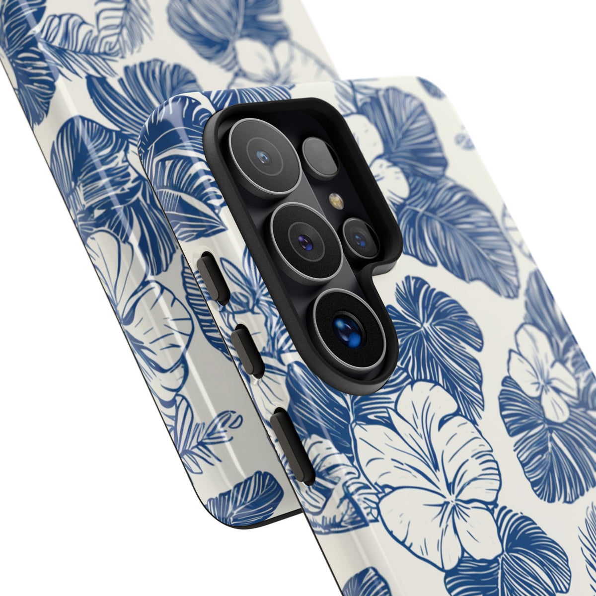 Coque de téléphone résistante à motif hibiscus bleu - Coque de protection à motif floral aquarelle pour iPhone, Samsung Galaxy et Google Pixel