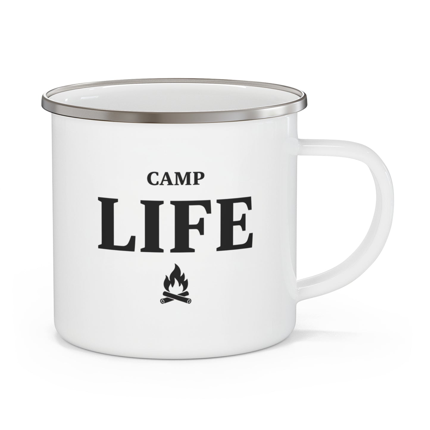 Emaille-Campingtasse „Camp Life“ – Retro-Lagerfeuer-Kaffeetasse für draußen