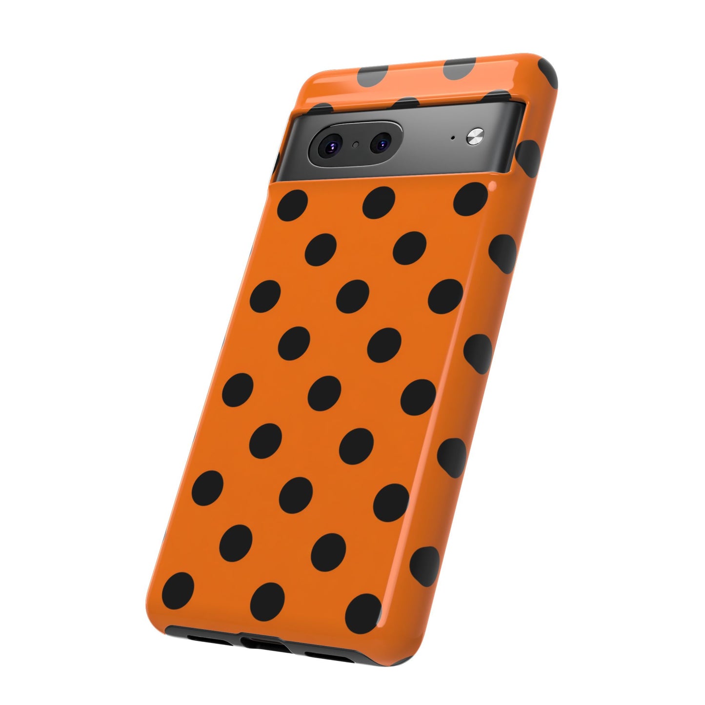 Orange Polka Dot Tough Phone Case - Dual-Layer Protection for All Phones